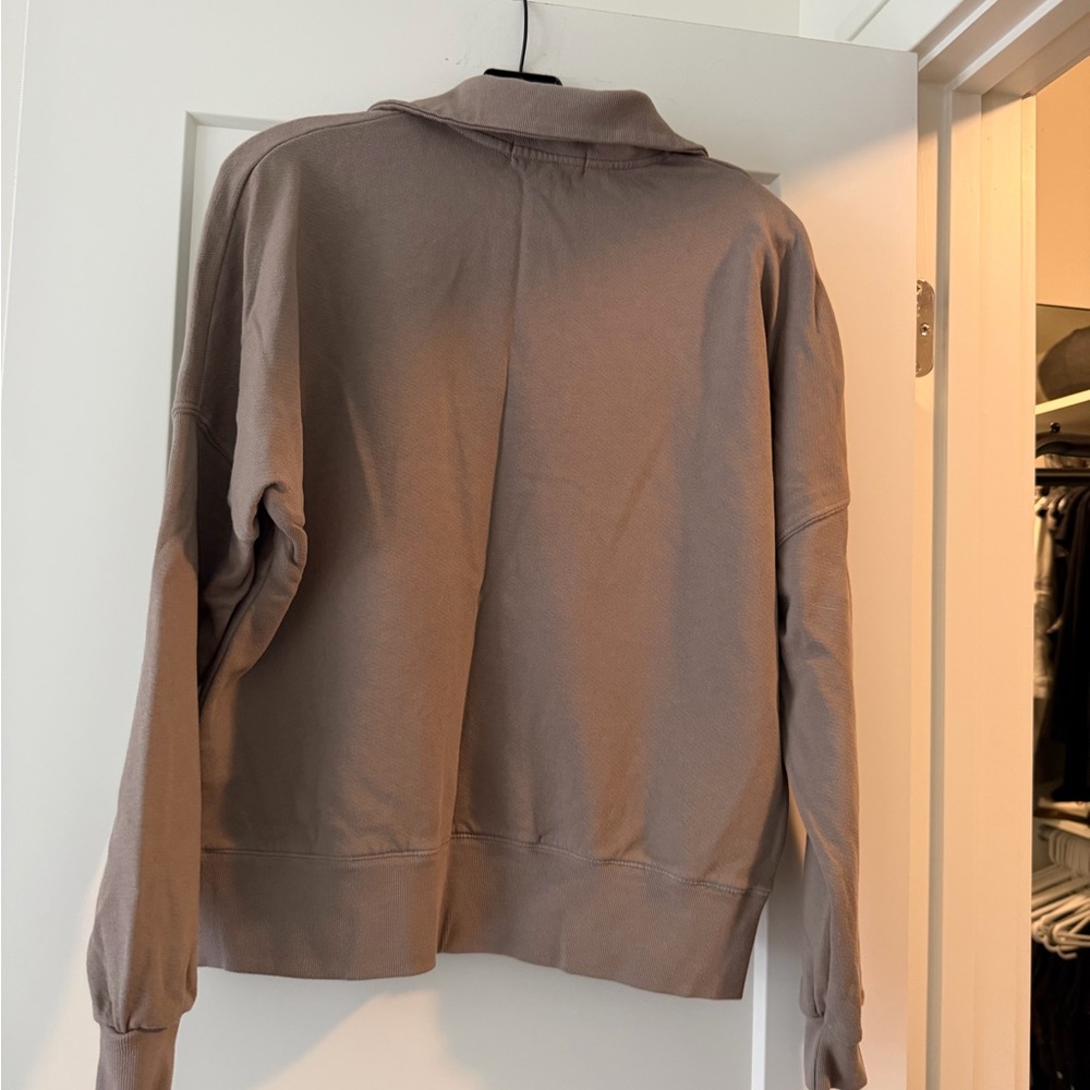 perfectwhitetee Quarterzip Pullover in Taupe - Picture 2 of 3
